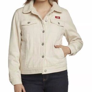 Dickies Cream Sherpa-Lined Denim Jacket